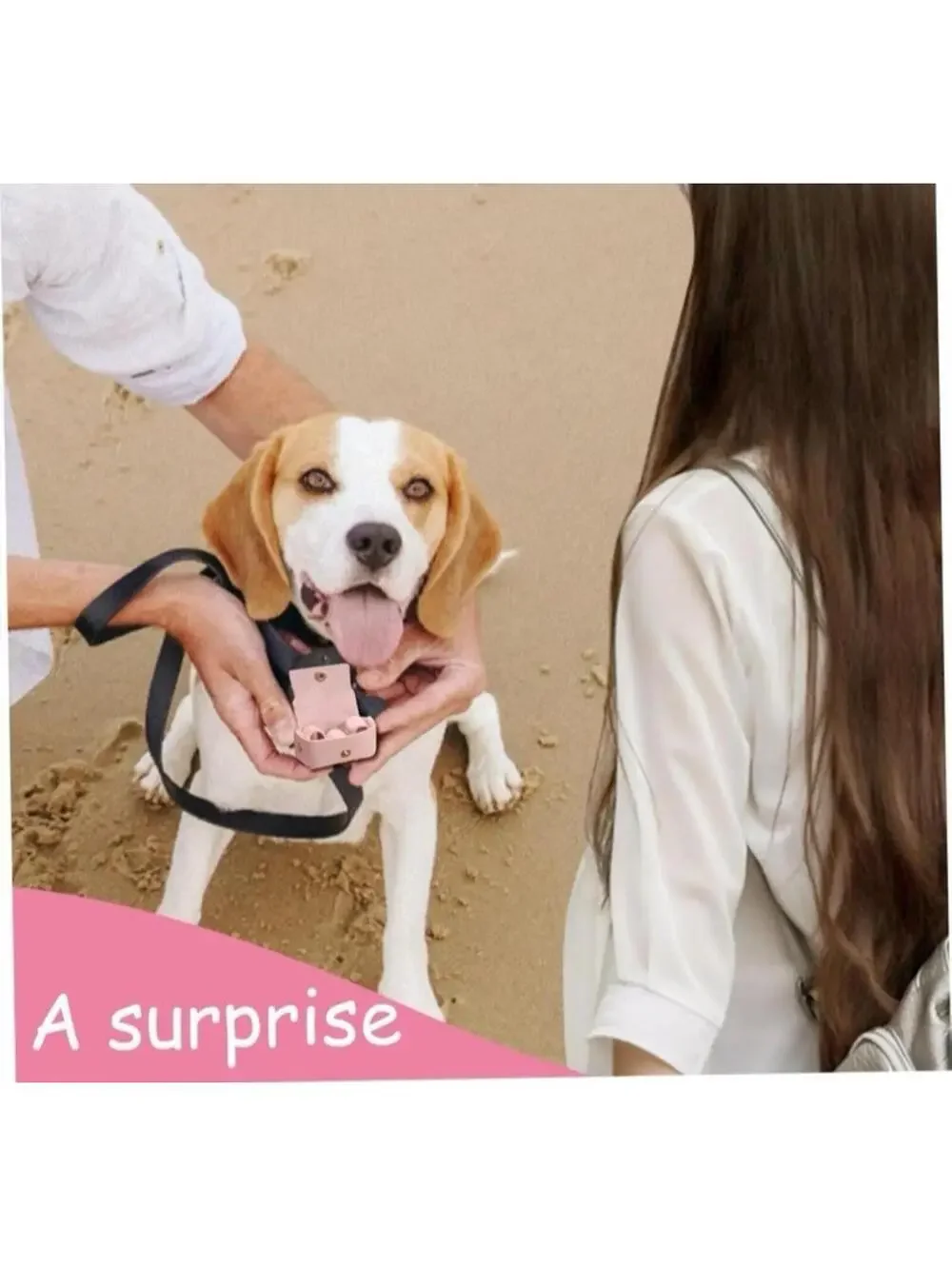 Ring Bag Holder for Dog Collar Wedding Proposal Pink PU Leather Clip-On